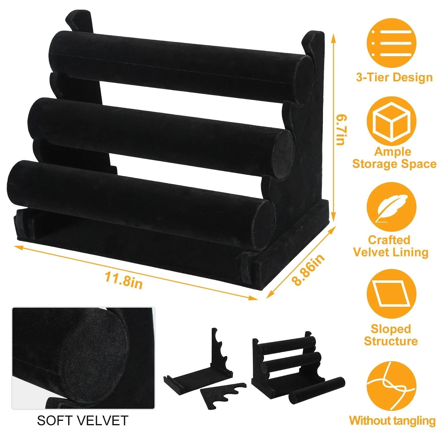 3-Tier Velvet Jewelry Stand