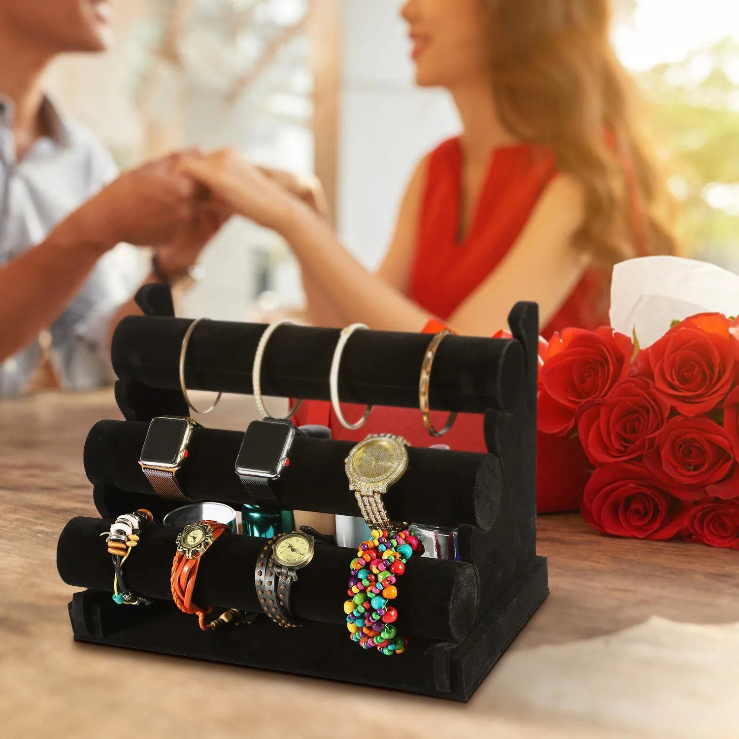 3-Tier Velvet Jewelry Stand