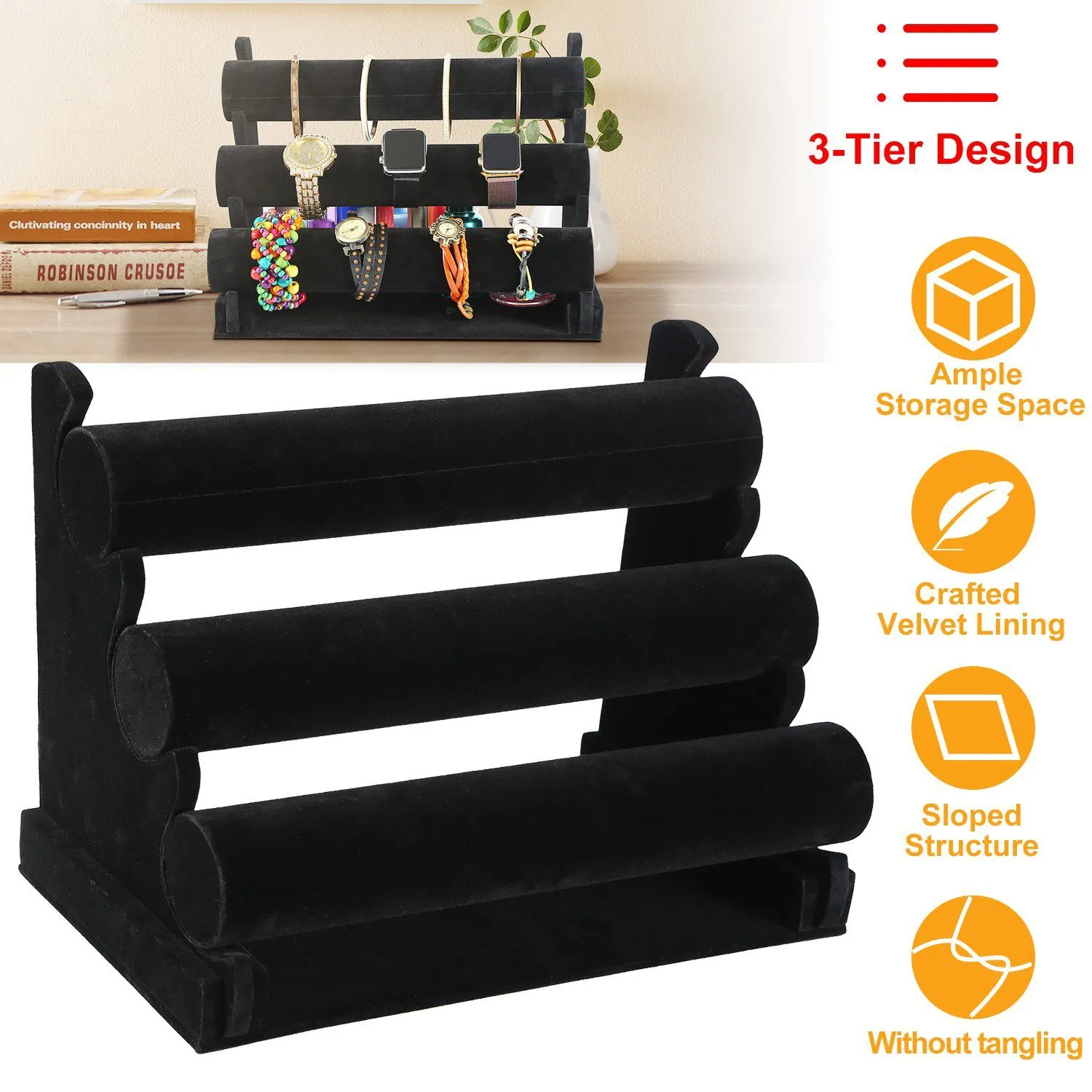 3-Tier Velvet Jewelry Stand