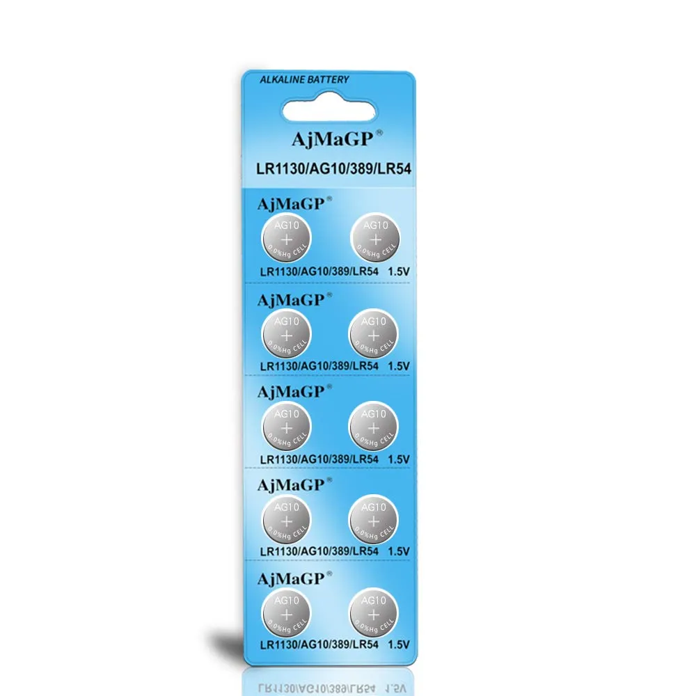 AjMaGP 10 Pack AG10 389A LR1130 LR54 L1131 SR1130 1.5v Button Cell Coin Battery