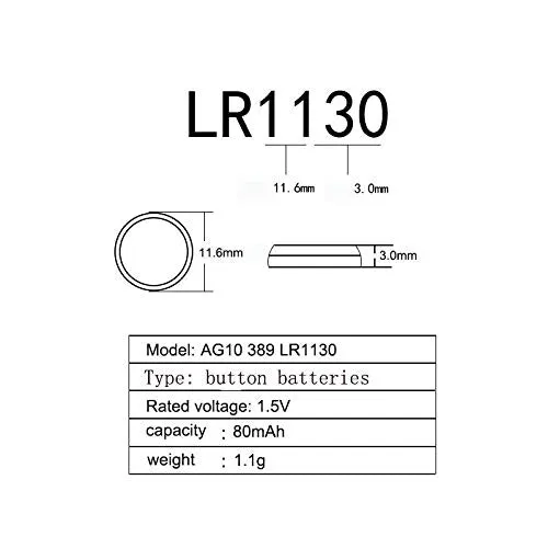 AjMaGP 10 Pack AG10 389A LR1130 LR54 L1131 SR1130 1.5v Button Cell Coin Battery