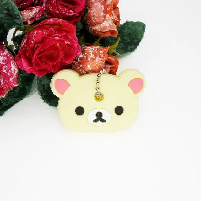 Anime Silicone Key Cap Cat Minion Key Chain Women Bag Charm Key Holder Mickey Key Ring Owl Keychain Hello Kitty Stitch Key Cover
