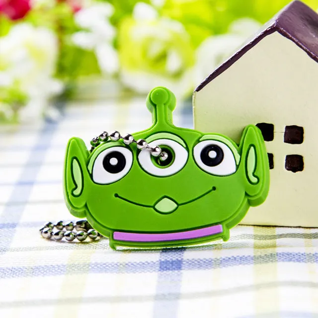 Anime Silicone Key Cap Cat Minion Key Chain Women Bag Charm Key Holder Mickey Key Ring Owl Keychain Hello Kitty Stitch Key Cover