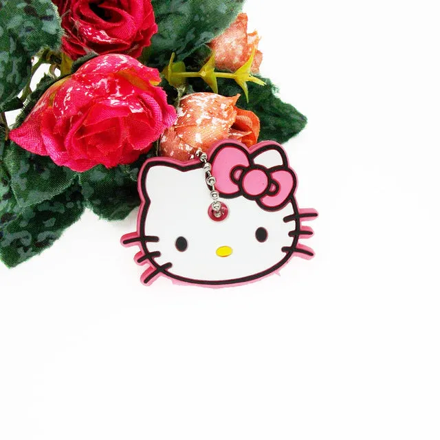 Anime Silicone Key Cap Cat Minion Key Chain Women Bag Charm Key Holder Mickey Key Ring Owl Keychain Hello Kitty Stitch Key Cover