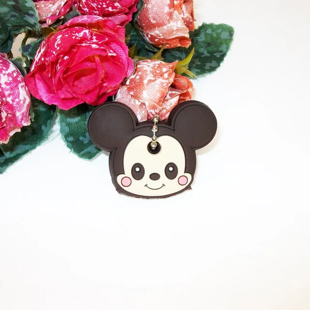 Anime Silicone Key Cap Cat Minion Key Chain Women Bag Charm Key Holder Mickey Key Ring Owl Keychain Hello Kitty Stitch Key Cover