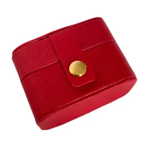 Anyhouz Jewelry Storage Mini Ring Box Portable 2pc Red Organizer Display Travel Simple Mini Gift Case Boxes Leather Earring Necklace Holder