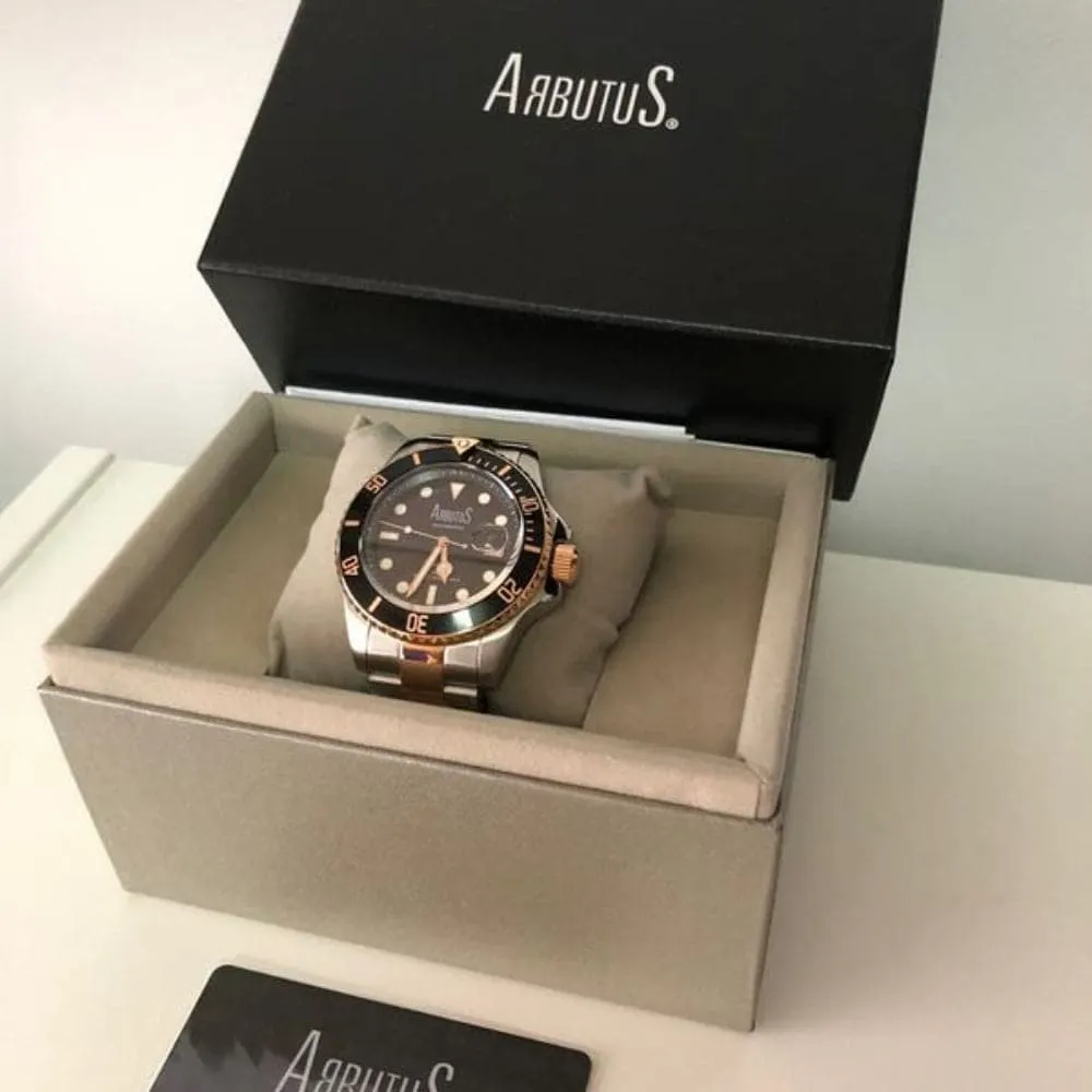ARBUTUS DIVE AR1907TRBS BLACK DIAL STAINLESS STEEL MEN'S WATCH