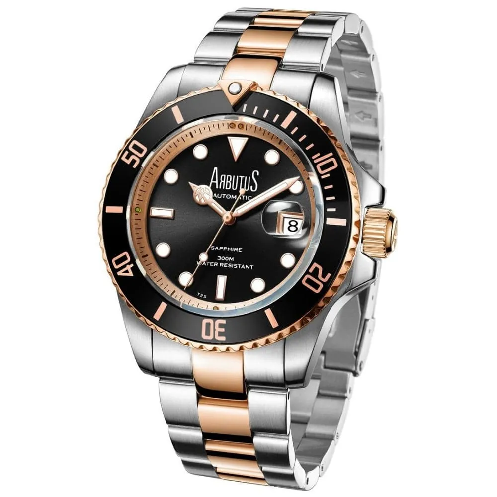 ARBUTUS DIVE AR1907TRBS BLACK DIAL STAINLESS STEEL MEN'S WATCH