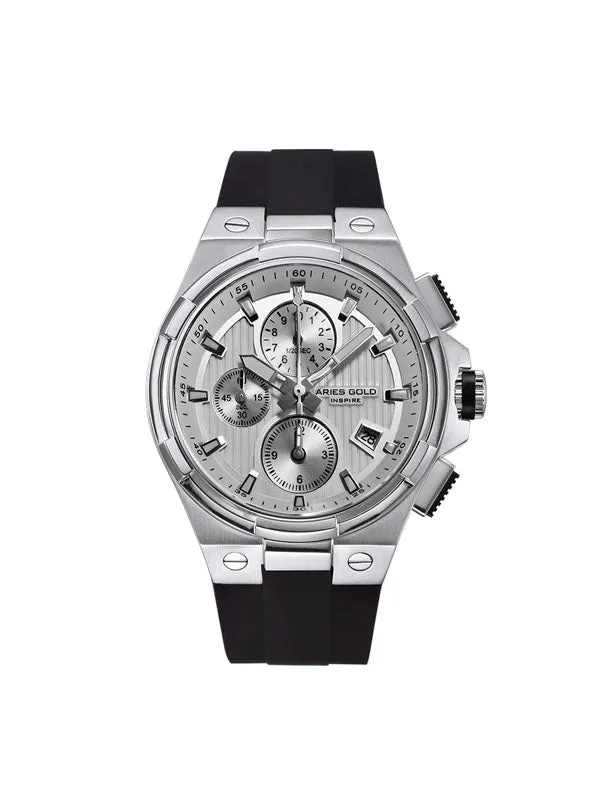 Aries Gold King Silver Stainless steel Hi-Tech Black Synthetic Strap G 7311 S-S Watch