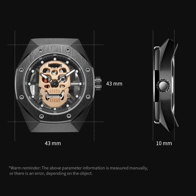 BAOGELA 1902 Luminous Skull Design Silicone Strap Quartz Men's Watch
