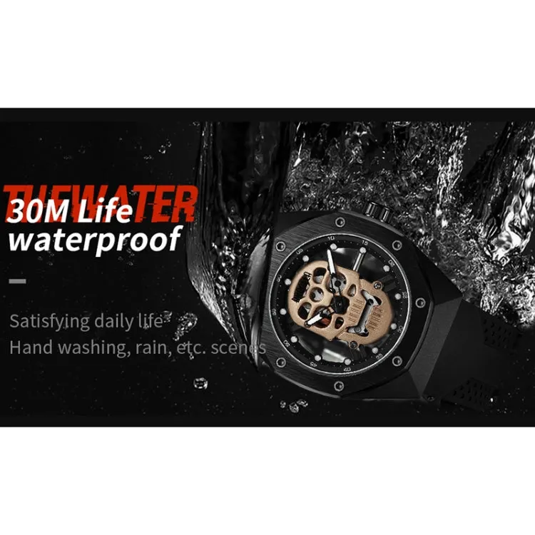 BAOGELA 1902 Luminous Skull Design Silicone Strap Quartz Men's Watch
