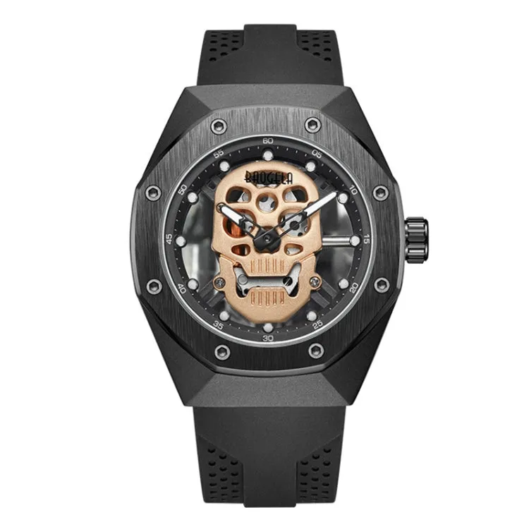 BAOGELA 1902 Luminous Skull Design Silicone Strap Quartz Men's Watch