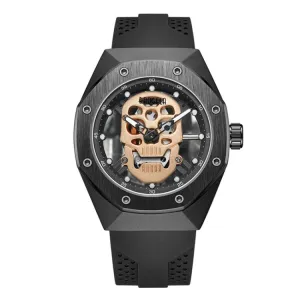 BAOGELA 1902 Luminous Skull Design Silicone Strap Quartz Men's Watch