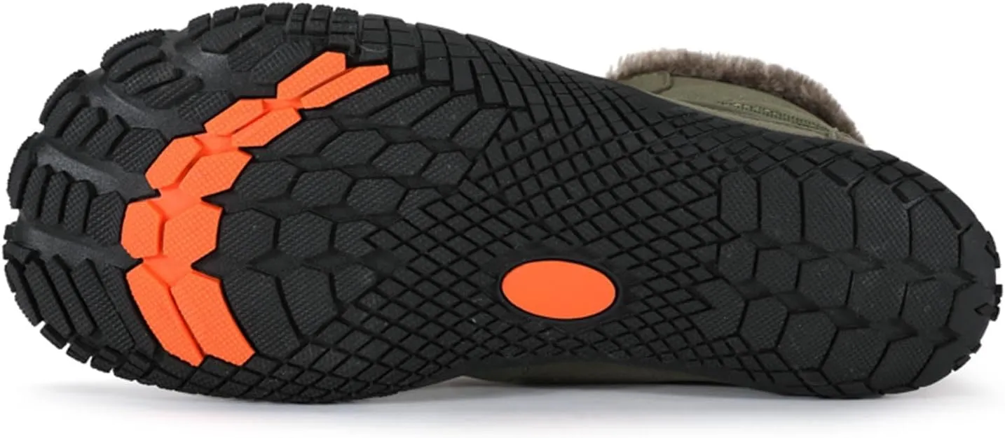 Barefoot Shoes Men's Womens Wide Toe Box Winter Trail Runner Minimalist Zero Drop Sole Cotton Boots Fur Lined Hiking Walking Shoes