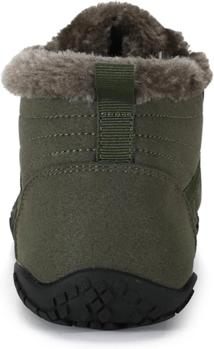 Barefoot Shoes Men's Womens Wide Toe Box Winter Trail Runner Minimalist Zero Drop Sole Cotton Boots Fur Lined Hiking Walking Shoes