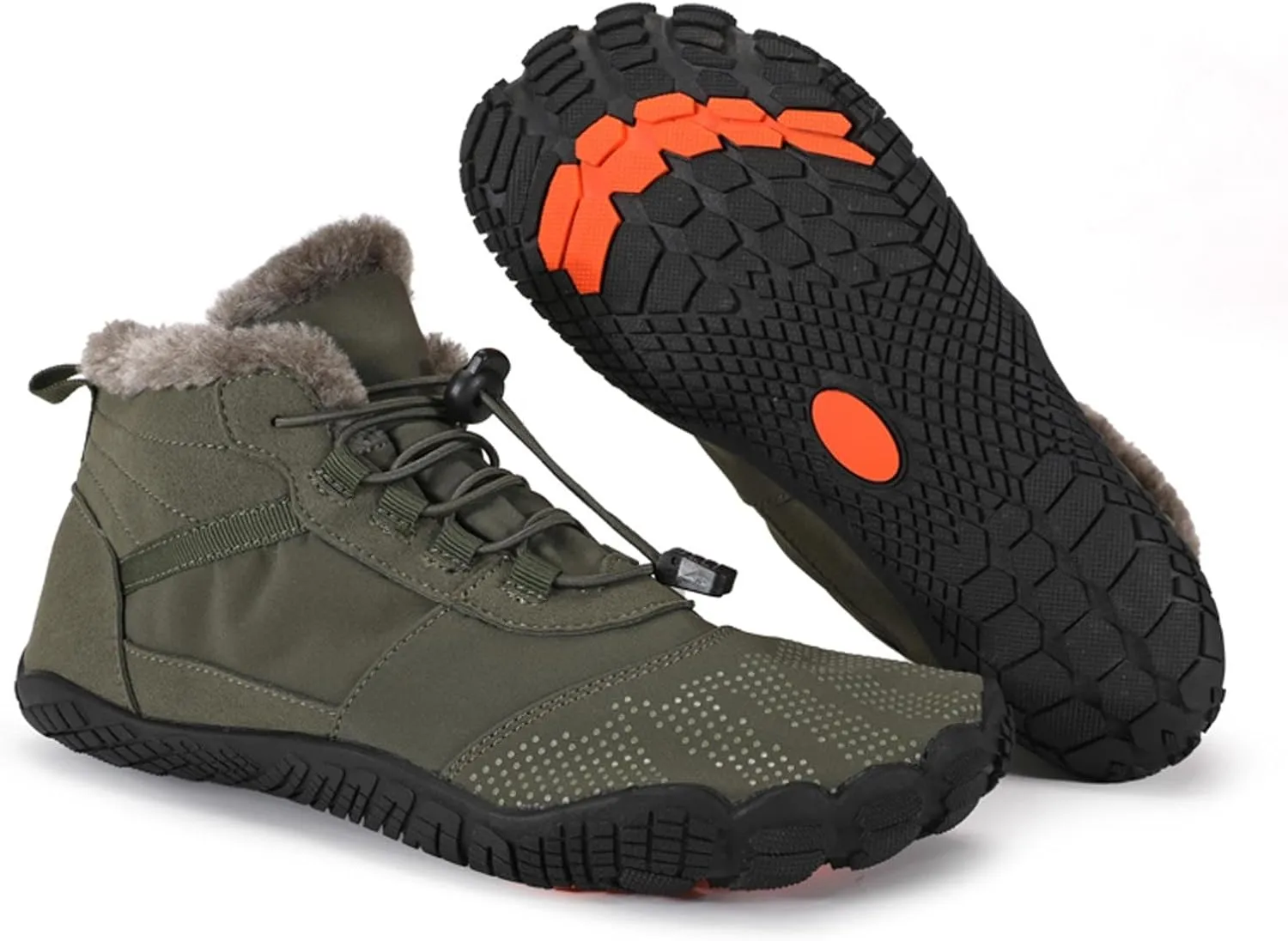 Barefoot Shoes Men's Womens Wide Toe Box Winter Trail Runner Minimalist Zero Drop Sole Cotton Boots Fur Lined Hiking Walking Shoes