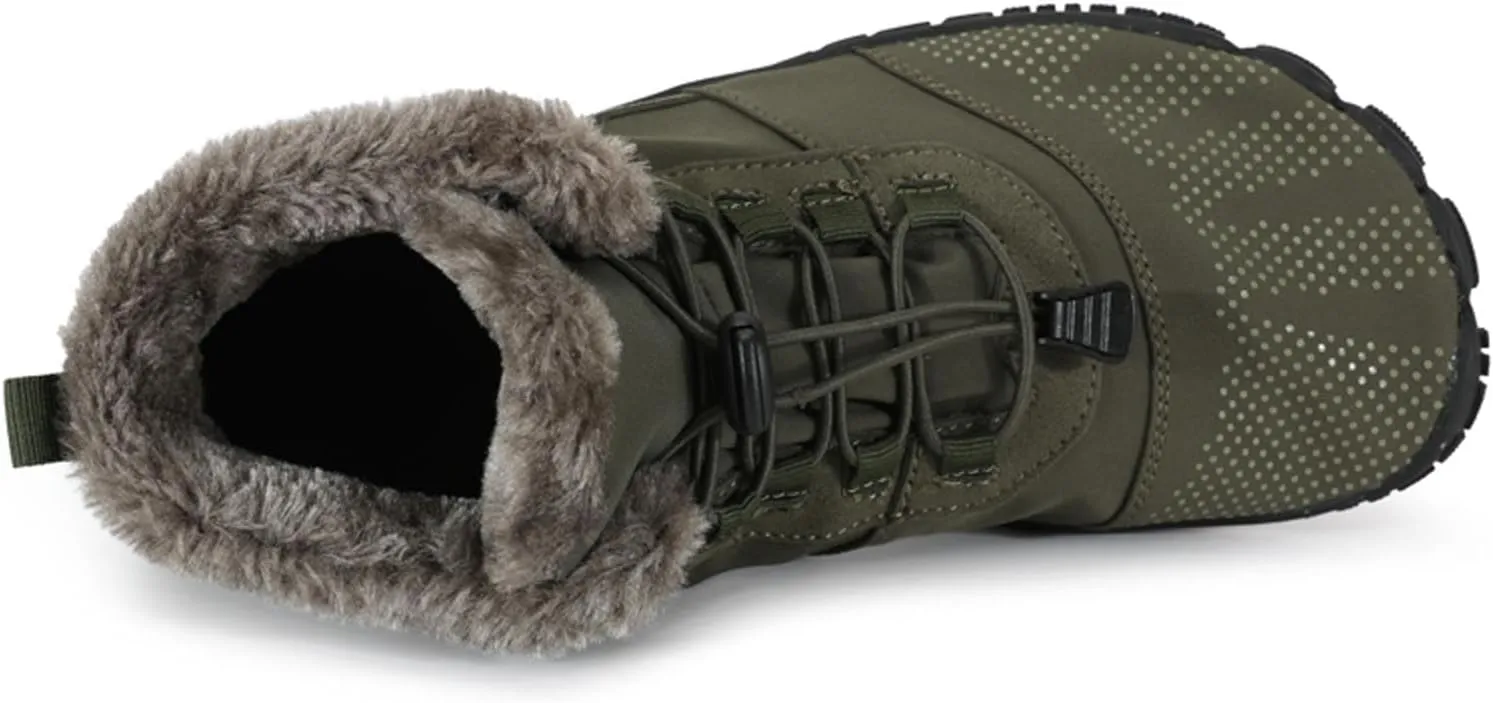 Barefoot Shoes Men's Womens Wide Toe Box Winter Trail Runner Minimalist Zero Drop Sole Cotton Boots Fur Lined Hiking Walking Shoes