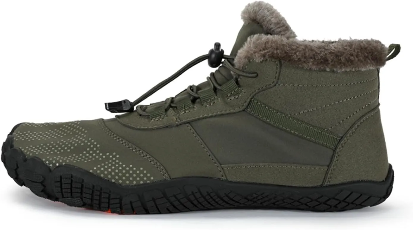 Barefoot Shoes Men's Womens Wide Toe Box Winter Trail Runner Minimalist Zero Drop Sole Cotton Boots Fur Lined Hiking Walking Shoes
