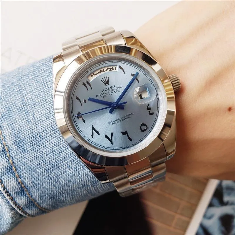 Best Swiss Clone Replica Rolex Day Date 40mm Ice Blue Arabic Dial Platinum Watch