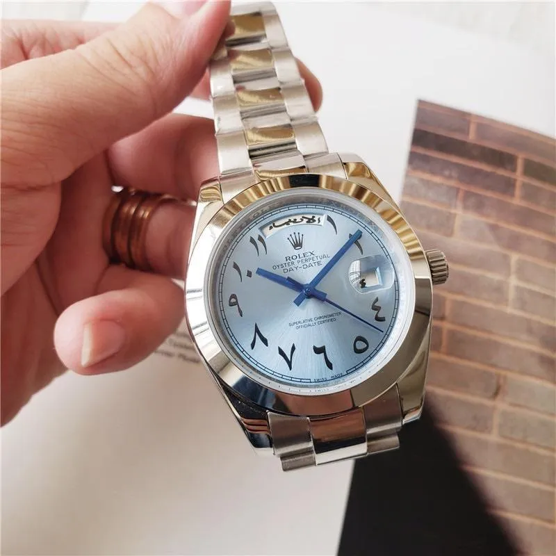 Best Swiss Clone Replica Rolex Day Date 40mm Ice Blue Arabic Dial Platinum Watch