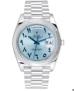 Best Swiss Clone Replica Rolex Day Date 40mm Ice Blue Arabic Dial Platinum Watch