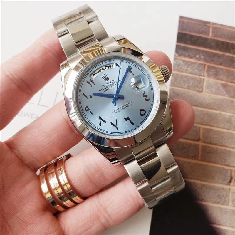 Best Swiss Clone Replica Rolex Day Date 40mm Ice Blue Arabic Dial Platinum Watch