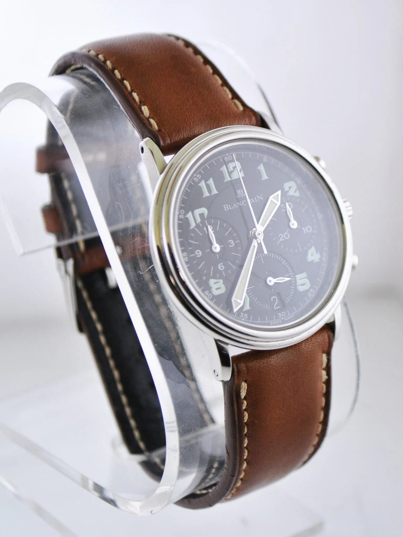 BLANCPAIN Rare Round Stainless Steel Chronograph w/ Black Dial - $30K Appraisal Value! ✓