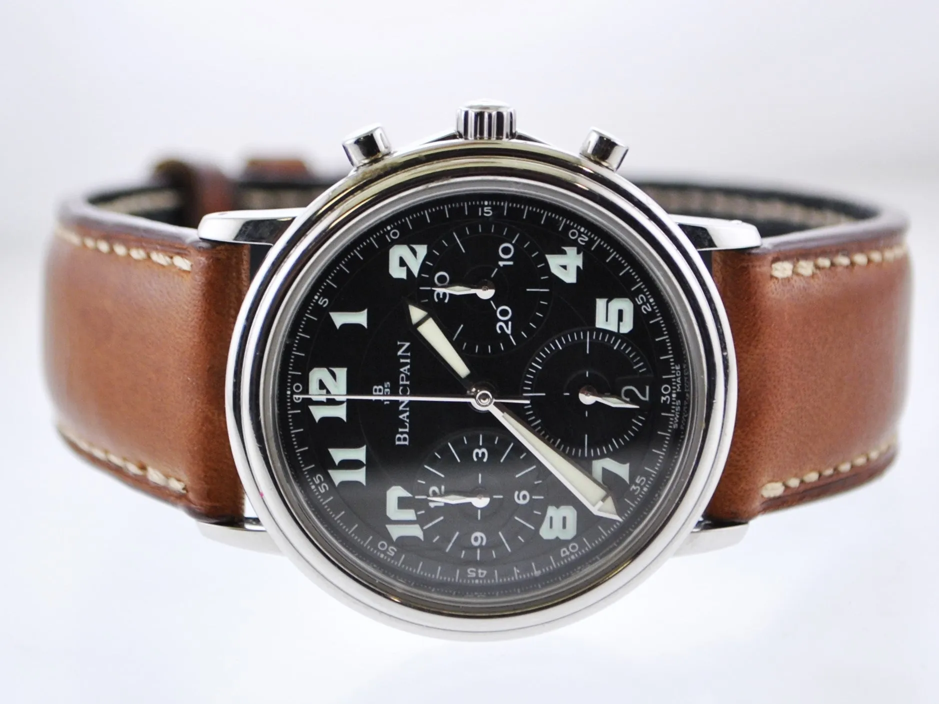 BLANCPAIN Rare Round Stainless Steel Chronograph w/ Black Dial - $30K Appraisal Value! ✓
