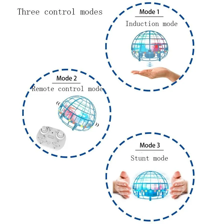 Blue Remote Stunt Ball Toy for Kids - Suspended Four-axis Aircraft
