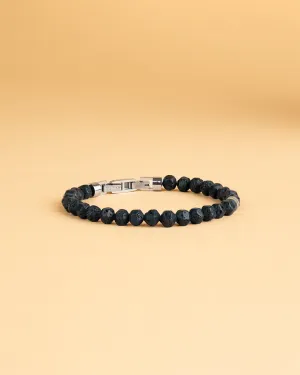 Bracelet with 6mm black Lava stone and titanium element