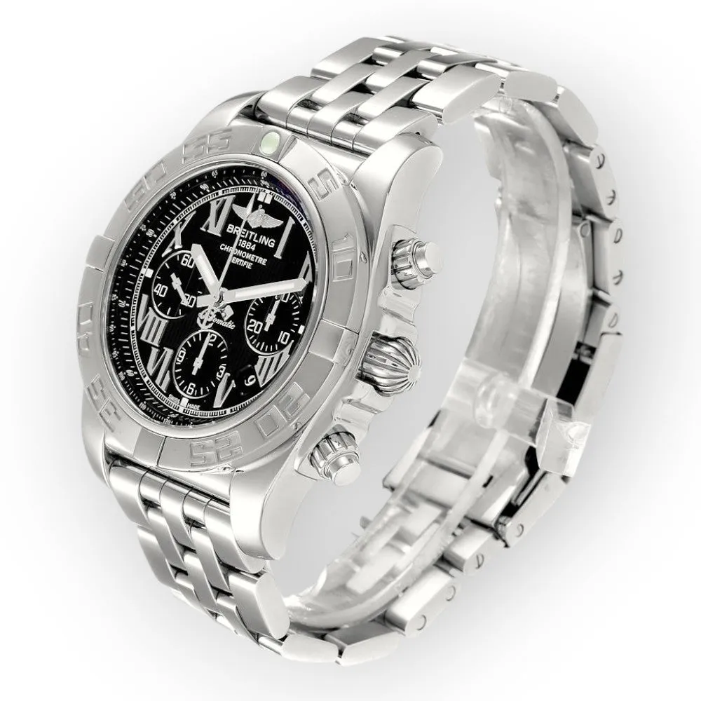 Breitling Chronomat 01 AB0110 Black Dial Chronograph Steel Mens Watch