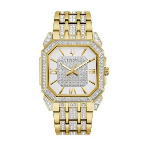Bulova Octava Crystal Watch in Goldtone Stainless Steel Bracelet. 98A295