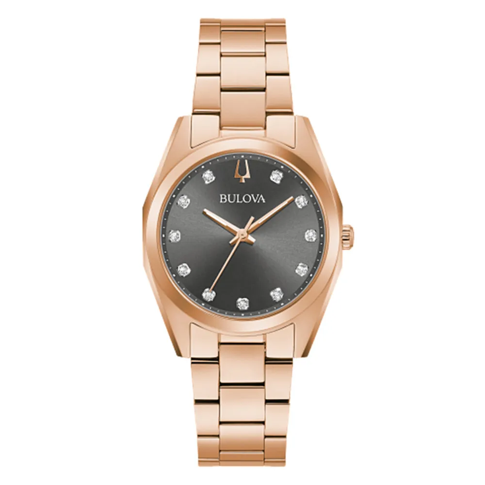 Bulova Women's Gray Dial Gold Band Metal Automatic or self-winding Watch - 97P156
