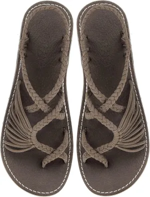 Capana Woven Women's Flat Sandals - Strappy Braided Sandals, Beach Sandals for Women Dressy Summer, Rope Bohemian Sandals, Spring Casual Womens Shoes, Comfy Boho Flats for Teen Girls  Banyan