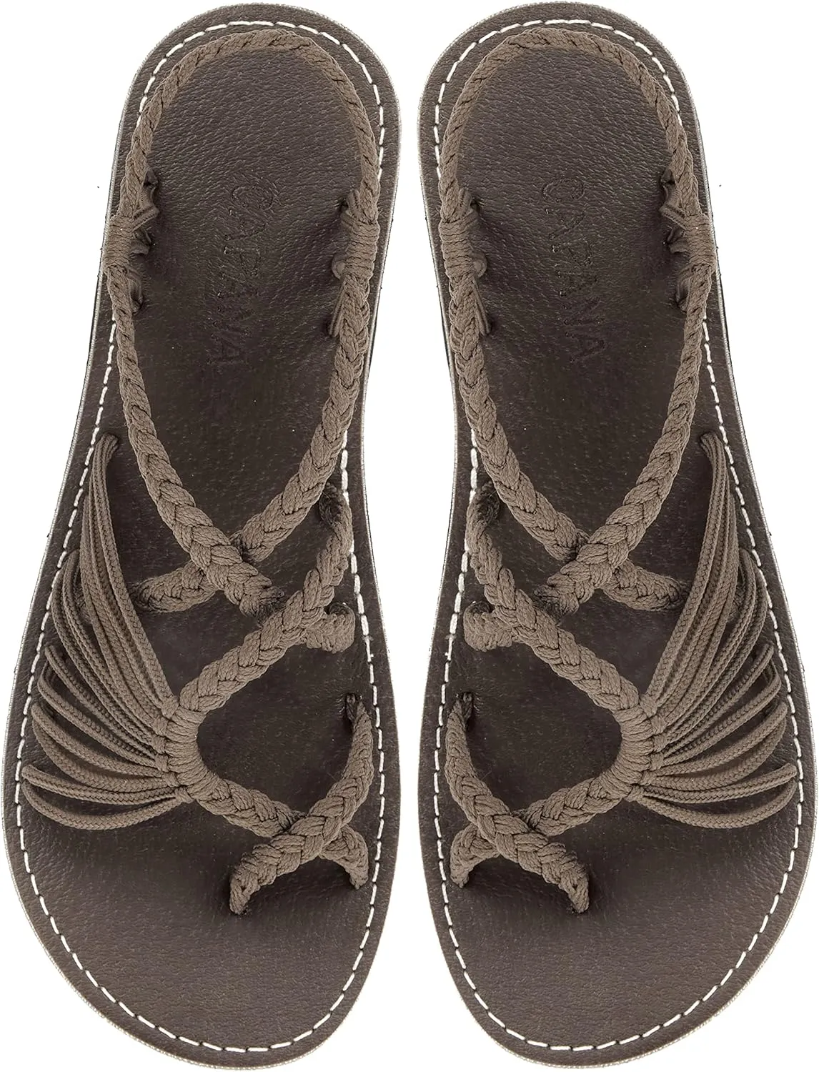 Capana Woven Women's Flat Sandals - Strappy Braided Sandals, Beach Sandals for Women Dressy Summer, Rope Bohemian Sandals, Spring Casual Womens Shoes, Comfy Boho Flats for Teen Girls  Banyan