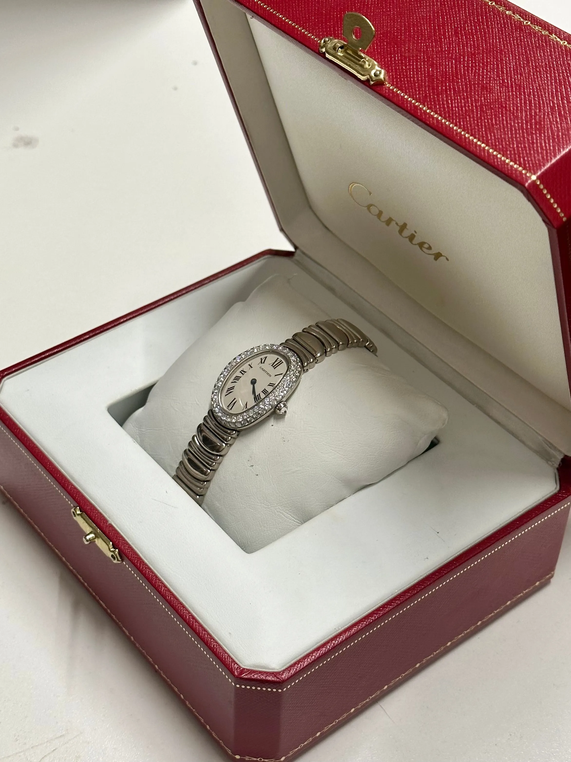 CARTIER Baignoire #1955 18K White Gold Diamond Ladies Watch - $80K APR w/ CoA!!!