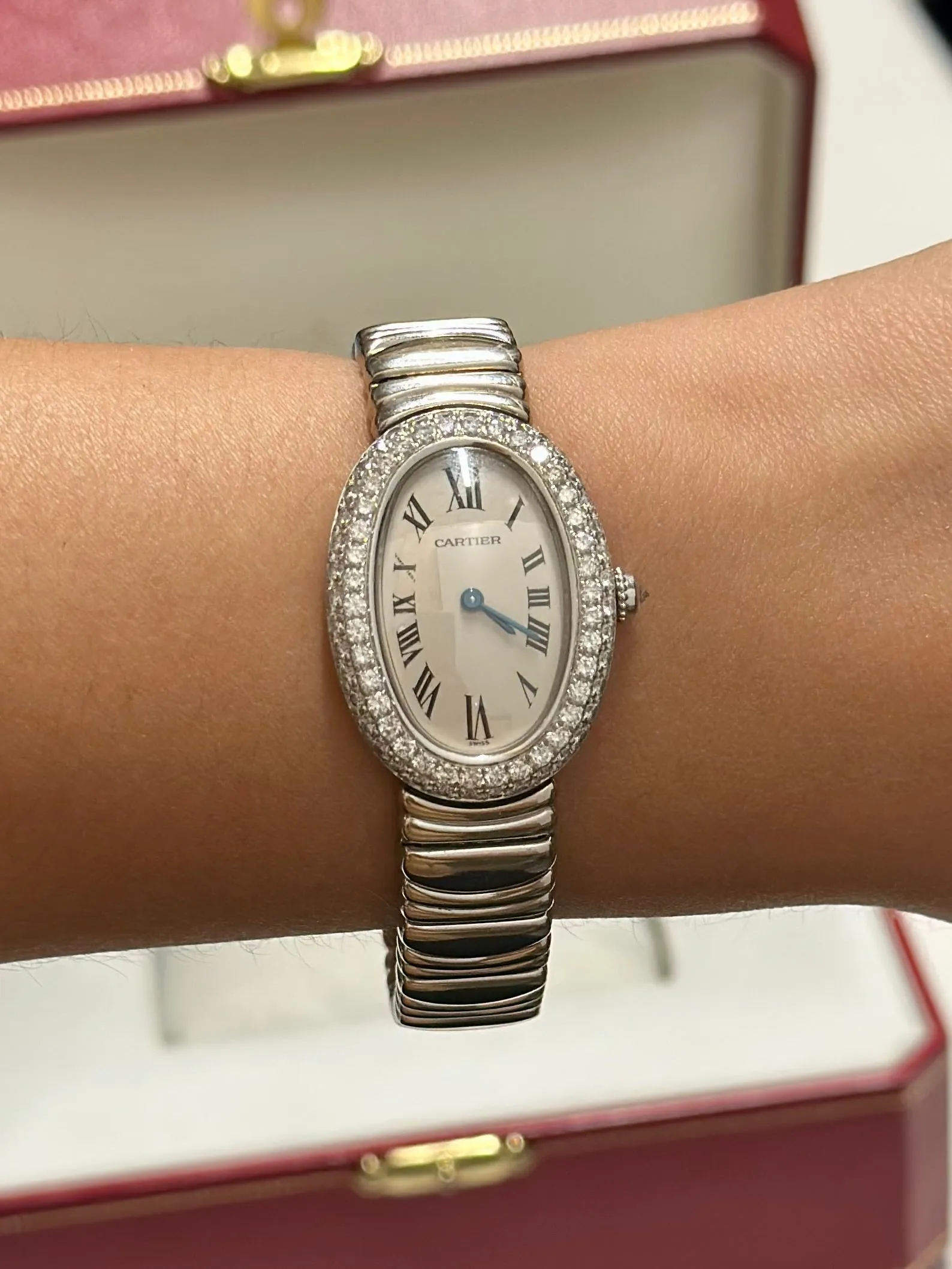 CARTIER Baignoire #1955 18K White Gold Diamond Ladies Watch - $80K APR w/ CoA!!!