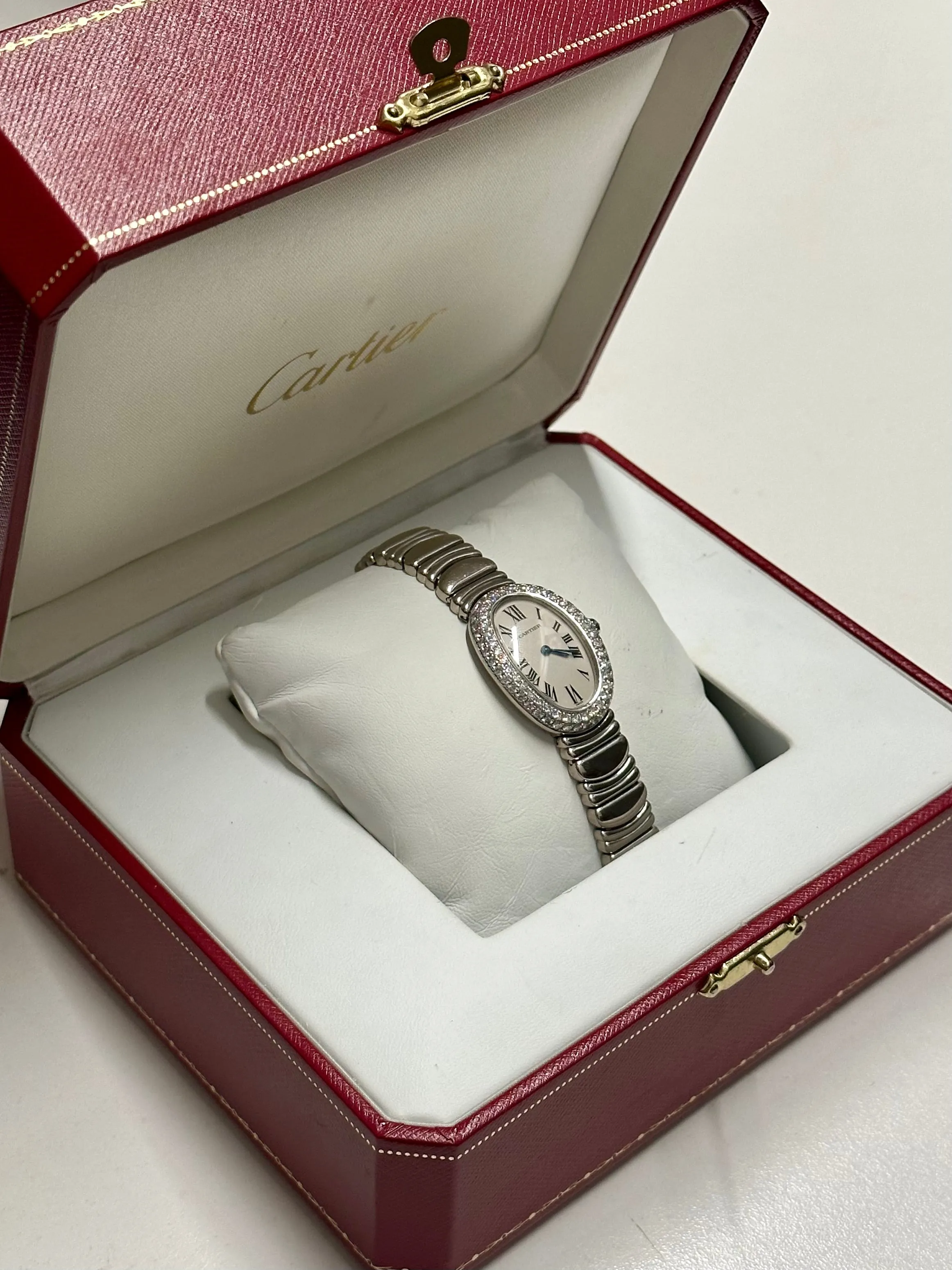 CARTIER Baignoire #1955 18K White Gold Diamond Ladies Watch - $80K APR w/ CoA!!!