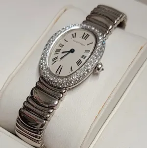 CARTIER Baignoire #1955 18K White Gold Diamond Ladies Watch - $80K APR w/ CoA!!!