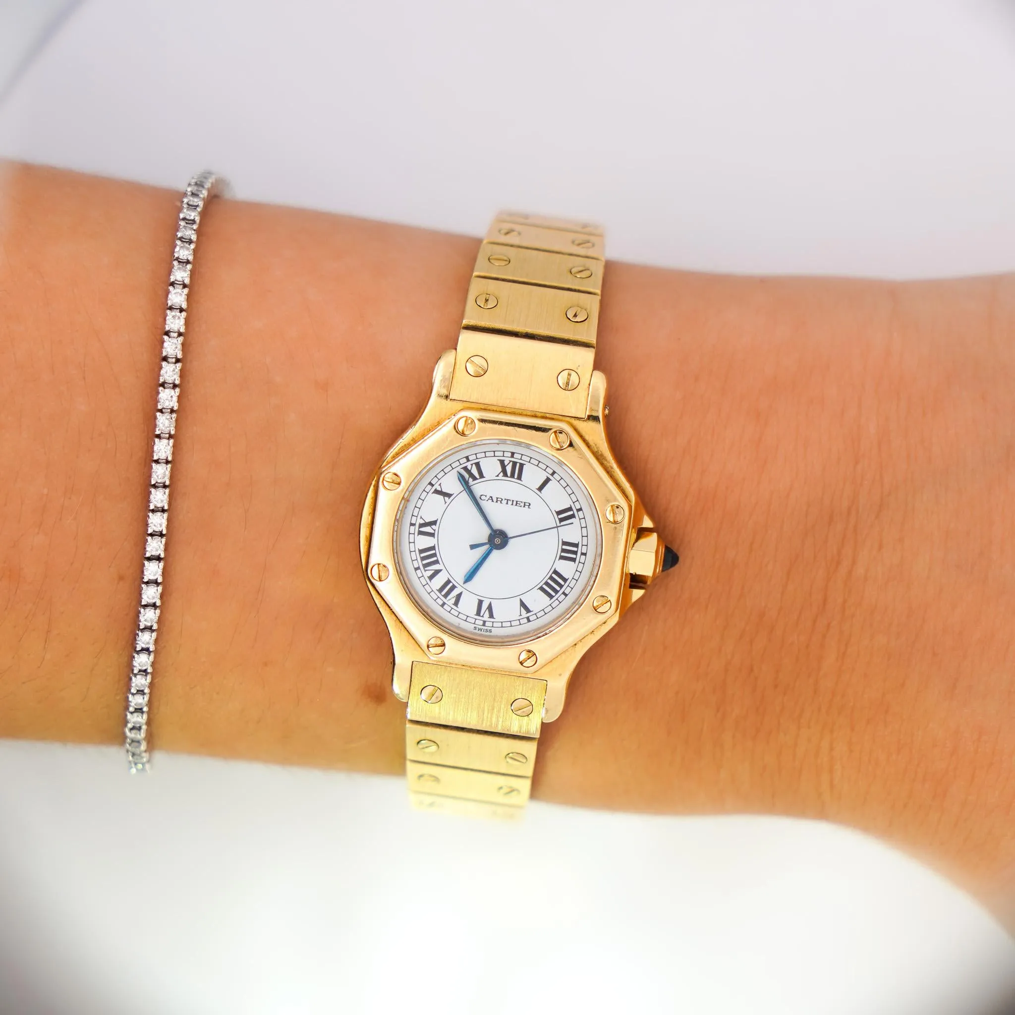 Cartier Santos Automatic 18K Gold 25mm Dial 60045 Ladies Watch
