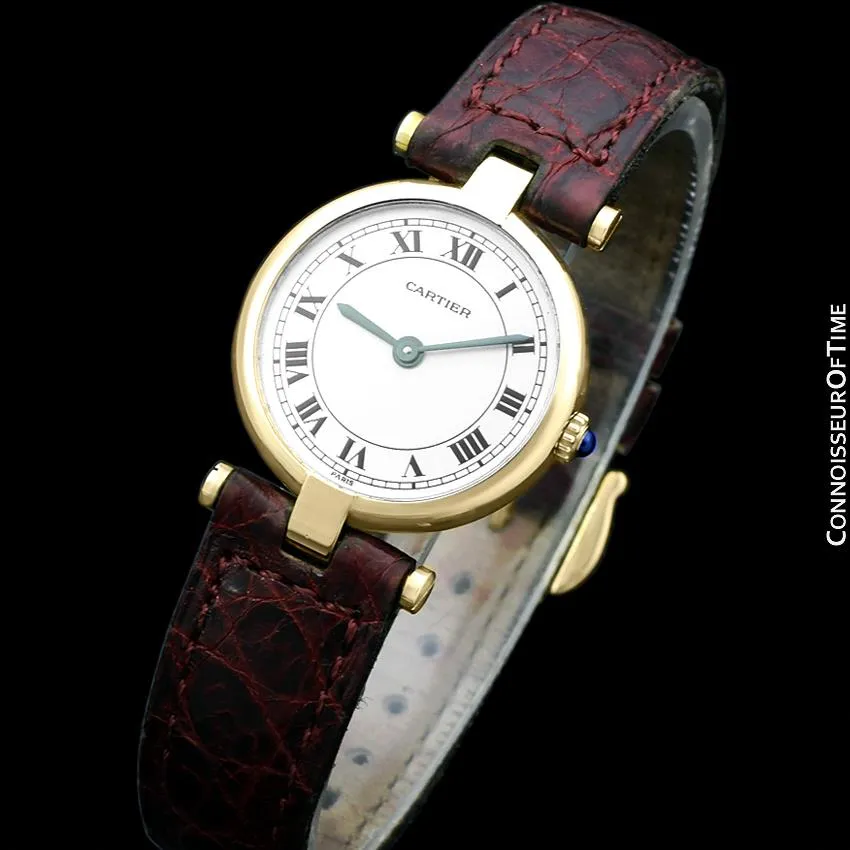 Cartier Vendome Ladies Solid 18K Gold Watch with Band & Buckle