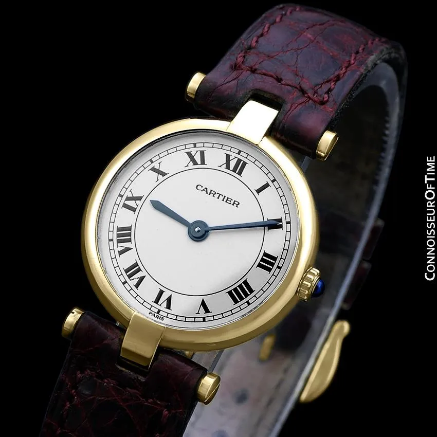 Cartier Vendome Ladies Solid 18K Gold Watch with Band & Buckle