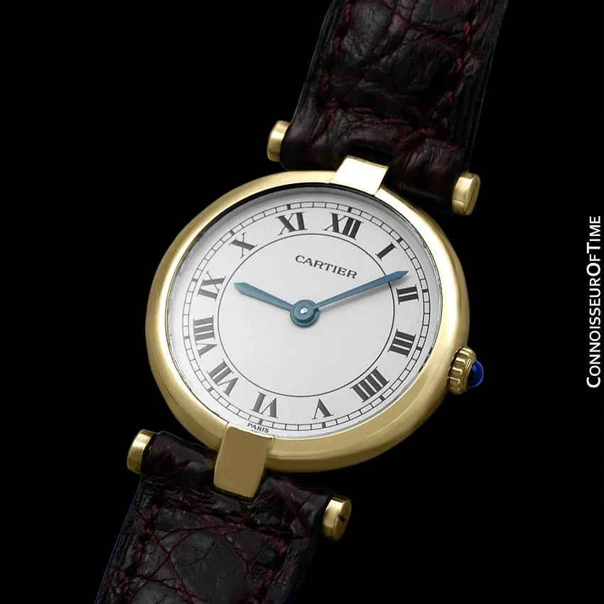 Cartier Vendome Ladies Solid 18K Gold Watch with Band & Buckle