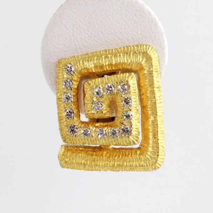 Chiseled Light Meanders Diamond & Gold Earrings