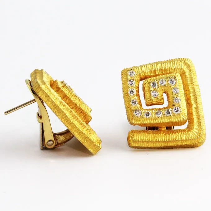 Chiseled Light Meanders Diamond & Gold Earrings