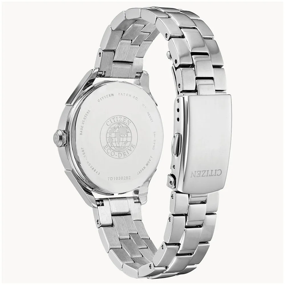 Citizen Eco-Drive Womens Silver Stainless Steel Band Quartz Dial Watch - FE6140-54A