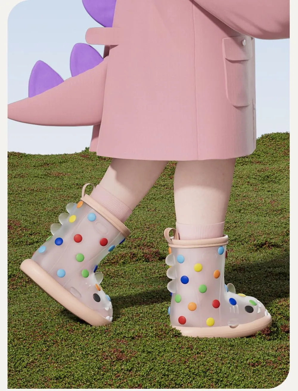 Colorful Dot Children's Rain Shoes, Transparent Shark, Anti-Slip, Cute Water Shoes for Boys and Girls