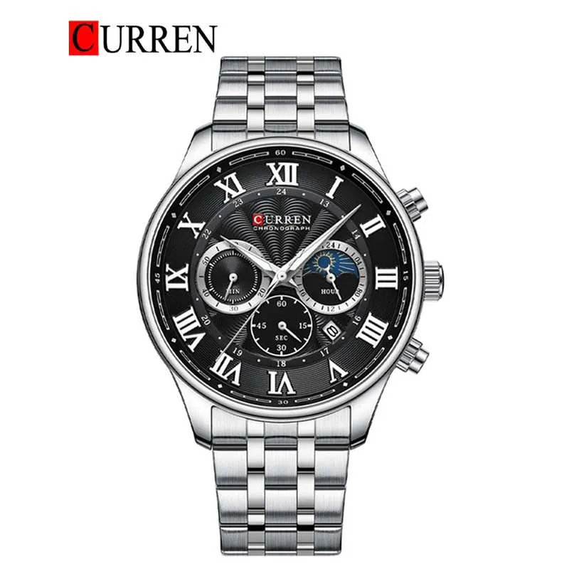 CURREN Original Brand Stainless Steel Band Wrist Watch For Men With Brand (Box & Bag)-8427