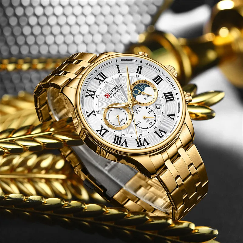 CURREN Original Brand Stainless Steel Band Wrist Watch For Men With Brand (Box & Bag)-8427