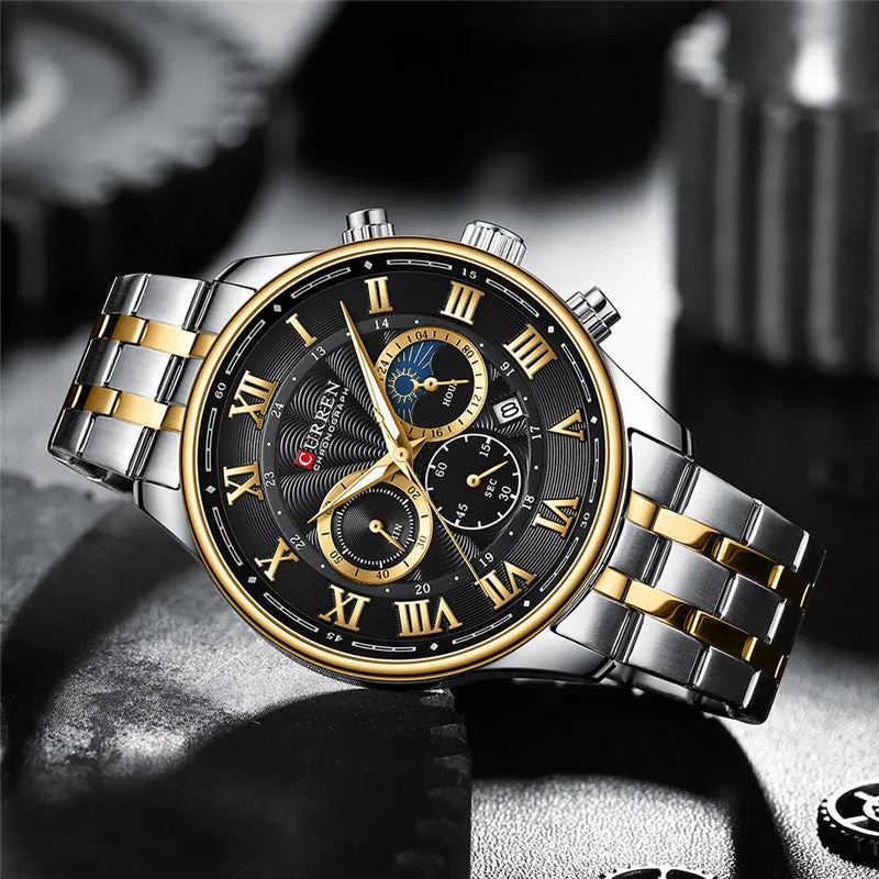 CURREN Original Brand Stainless Steel Band Wrist Watch For Men With Brand (Box & Bag)-8427